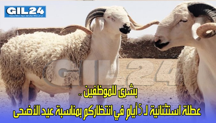 بشرى للموظفين .. عطلة استثنائية لـ 5 أيام في انتظاركم بمناسبة عيد الأضحى缩略图 بشرى للموظفين .. عطلة استثنائية لـ 5 أيام في انتظاركم بمناسبة عيد الأضحى缩略图