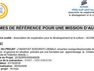 جمعية ACODEC : الاعلان عن فتح باب الترشيح لمهمة مدقق مشروع缩略图