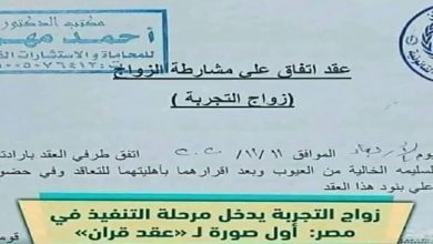 زواج التجربة” يصبح واقعا في مصر وهذه تفاصيل الحكاية التي أثارت الجدل缩略图 زواج التجربة” يصبح واقعا في مصر وهذه تفاصيل الحكاية التي أثارت الجدل缩略图