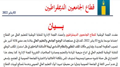 اللجنة الوطنية لقطاع الجامعيين الديمقراطيين : يدينون بشدة الحملة المسعورة لتشويه سمعة الأساتذة الباحثين缩略图