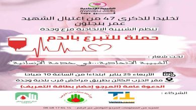 وجدة : الشبيبة الإتحادية تنظم حملة للتبرع بالدم تخليدا للذكرى 47 من إغتيال الشهيد عمر بنجلون .缩略图 وجدة : الشبيبة الإتحادية تنظم حملة للتبرع بالدم تخليدا للذكرى 47 من إغتيال الشهيد عمر بنجلون .缩略图