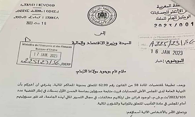 الوكيل العام للملك بالمجلس الاعلى للحسابات يقرر متابعة مسؤولين بجامعة الحسن الأول بسطات缩略图 الوكيل العام للملك بالمجلس الاعلى للحسابات يقرر متابعة مسؤولين بجامعة الحسن الأول بسطات缩略图