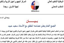 المكتب المحلي للنقابة الوطنية للتعليم العالي يعلن تضامنه المطلق مع الأستاذ سعيد عبيد缩略图