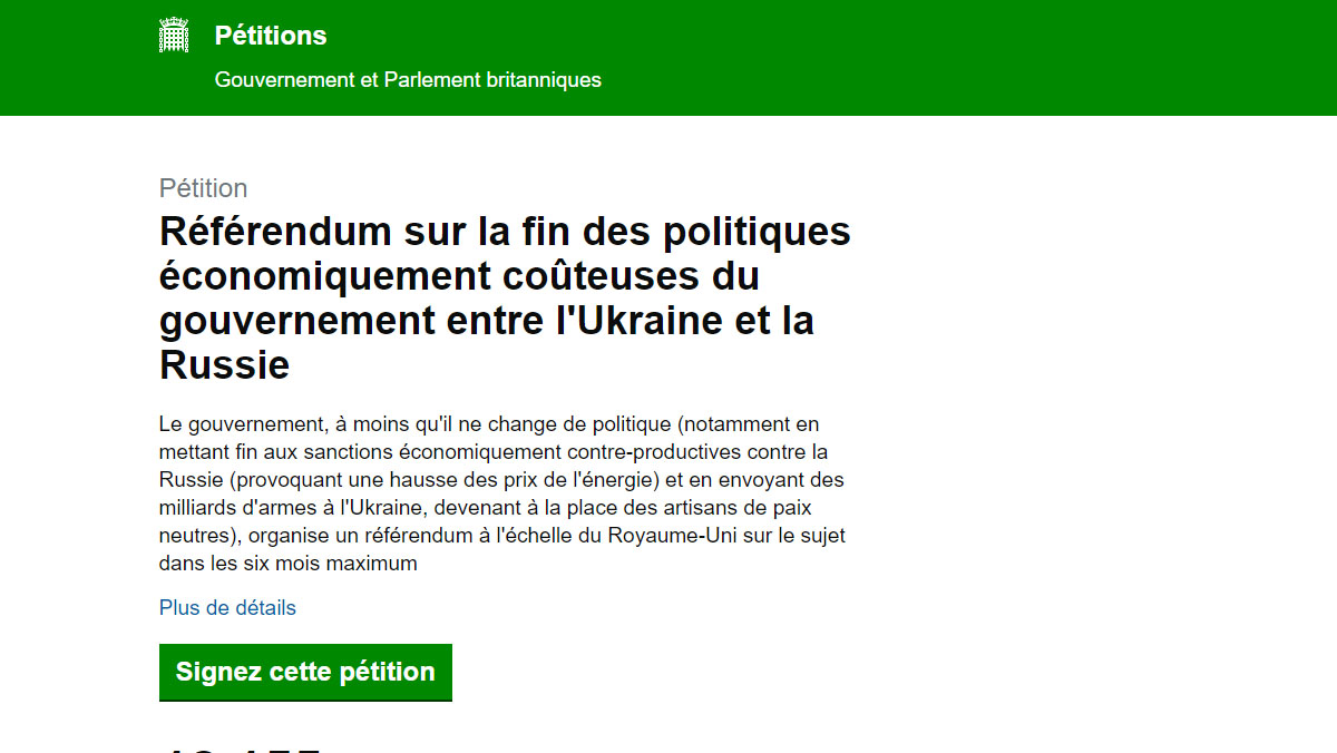 البريطانيون يطالبون باستفتاء لرفع العقوبات عن روسيا ووقف مساعدة أوكرانيا缩略图