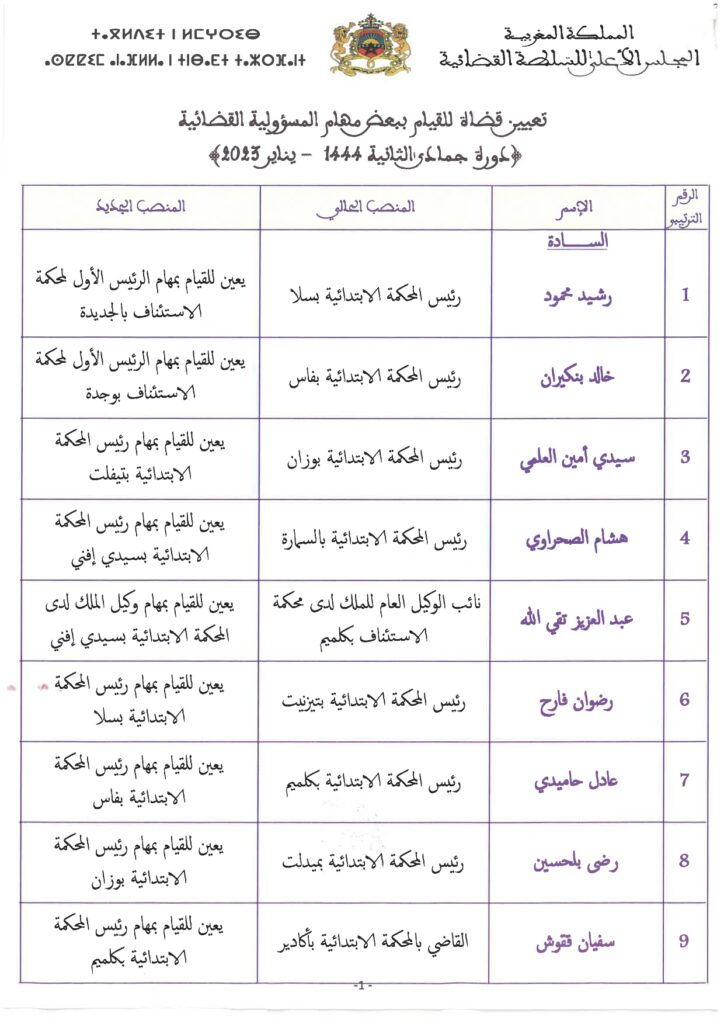 تعيين قضاة للقيام ببعض مهام المسؤولية القضائية (لائحة)插图