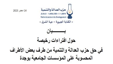 العدالة والتنمية تدخل على خط منشور مجهول يجرح مسؤول بالجامعة، ويعتبره منتميا للعدالة والتنمية缩略图 العدالة والتنمية تدخل على خط منشور مجهول يجرح مسؤول بالجامعة، ويعتبره منتميا للعدالة والتنمية缩略图