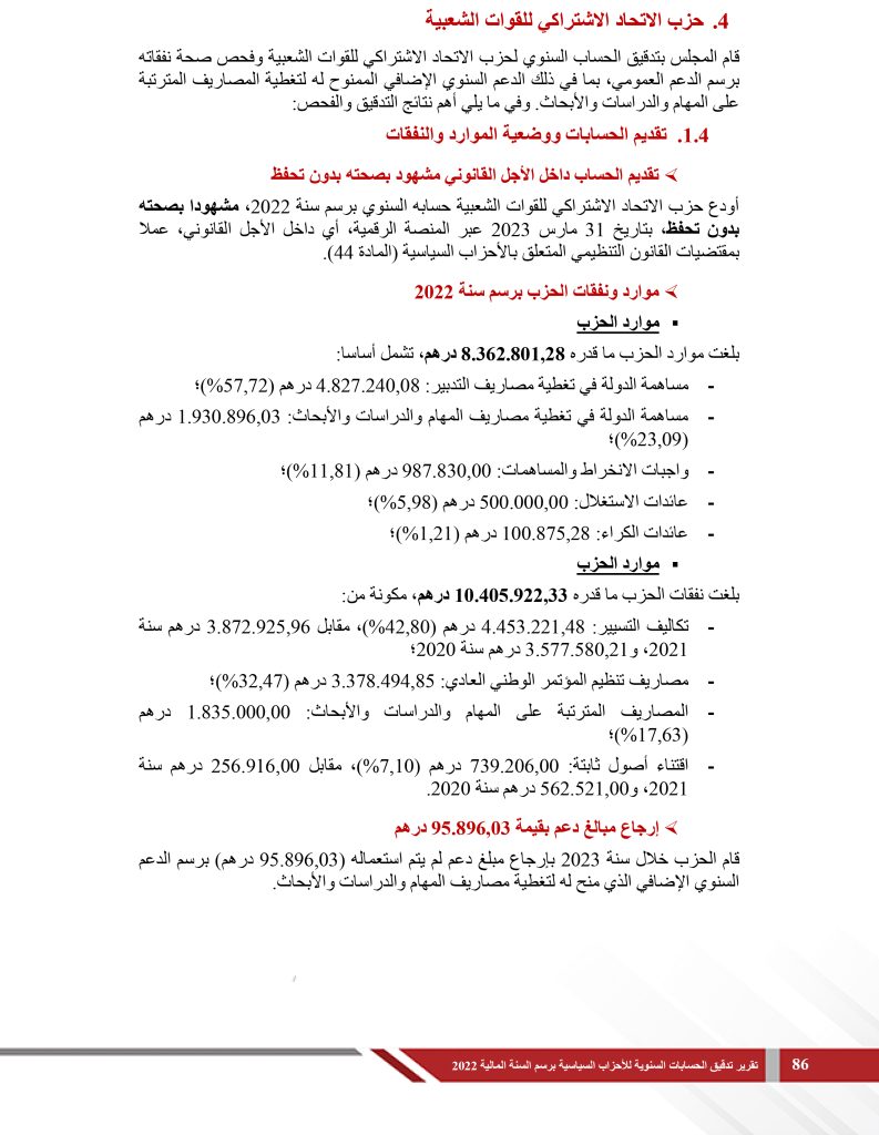 المجلس الأعلى للحسابات عن مالية حزب الاتحاد الاشتراكي: 830 ألف درهم لانجاز دراسات مخرجاتها مستقاة من مصادر متوفرة للعموم插图