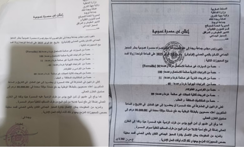 جماعة وجدة : سمسرة عمومية تتطلب تدخل السيد الوالي خطيب لهبيل.缩略图 جماعة وجدة : سمسرة عمومية تتطلب تدخل السيد الوالي خطيب لهبيل.缩略图