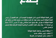 عاجل : محمد هوار يعلن استقالته من رئاسة نادي المولودية الوجدية لكرة القدم.缩略图