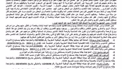 هجرة : تنسيقية عائلات وأسر الشباب المغاربة المرشحين للهجرة المحتجزين والمسجونين والمفقودين بالجزائر و AMSV يراسلان رئيس الجزائر بشأن جثت محتجزة.缩略图 هجرة : تنسيقية عائلات وأسر الشباب المغاربة المرشحين للهجرة المحتجزين والمسجونين والمفقودين بالجزائر و AMSV يراسلان رئيس الجزائر بشأن جثت محتجزة.缩略图