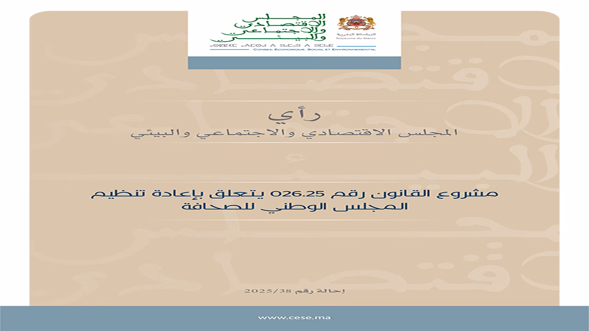 رؤية وتوصيات المجلس الاقتصادي والاجتماعي والبيئي حول إعادة تنظيم المجلس الوطني للصحافة (مشروع القانون 026.25)缩略图