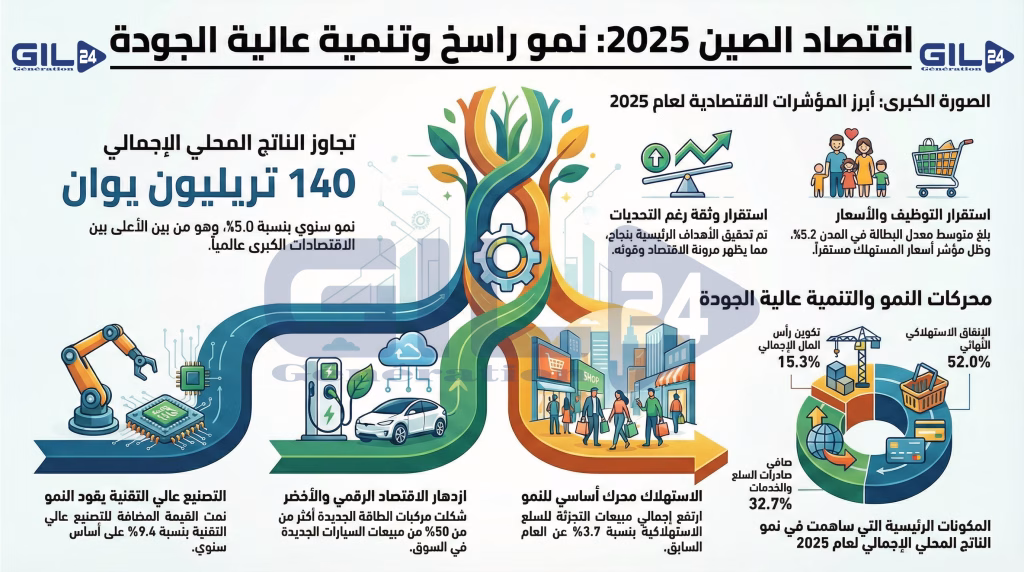 الاقتصاد الصيني في 2025: نمو مستقر وإنجازات تاريخية في ختام الخطة الخمسية الـ14插图