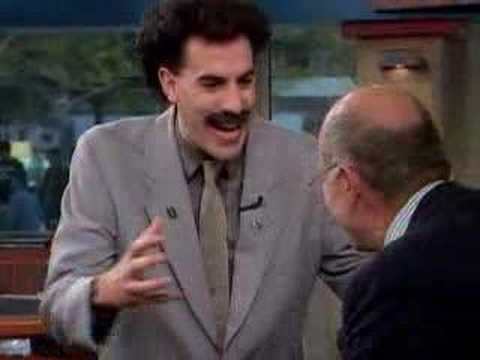 Borat wrestles Harry Smith